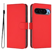 זול תיק טלפון אחר-טלפון מגן עבור Pixel 9 Pro Pixel 9 Pro XL Pixel 8 Pro Pixel 8 פיקסל 9 Pixel 7 Pixel 7 Pro Pixel 6 Pixel 6 Pro כיסוי הפוך עם מעמד עם רצועת יד חריץ לכרטיס רטרו TPU עור PU