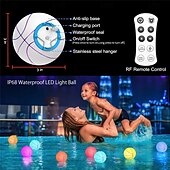 halpa Vedenalaiset valot-rgb kelluva led-urheilupallo yövalo, usb-ladattavat vedenpitävät uima-altaan valot lapsille, ulkopuutarha, uima-allas  &amp; lahja jalkapallo, koripallo ja baseball 6/4/2/1kpl