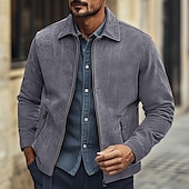 abordables Manteaux &amp; vestes-Homme Veste décontractée Veste en faux suède Veste en daim marron Casual Quotidien Coupe-vent Le style rétro Automne hiver Couleur unie / unie Décontractées Revers Normal Noir Marron Vert Grise Veste