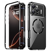 Недорогие Чехлы для iPhone-телефон Кейс для Назначение iPhone 16 Про Макс Плюс айфон 16 плюс Айфон 15 Про Макс Плюс iPhone 14 Pro Max iPhone 13 Pro Max Магнитный адсорбционный футляр С Магсейф со стендом Прозрачный Магнитный