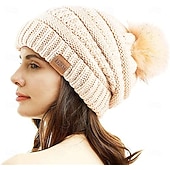 economico i migliori regali di natale-cappello regalo di natale berretto con pompon donna natale capodanno vigilia di natale caldo cappello invernale foderato in pile regalo per donna per sua moglie mamma