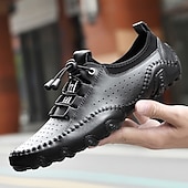 cheap Men&#039;s Sneakers-Men&#039;s White Perforated Casual Shoes with Hand-Stitched Detailing, Breathable Mesh Upper and Comfortable Slip-On Design