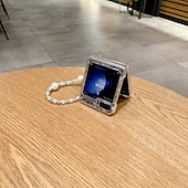 Недорогие Чехлы для Samsung-телефон Кейс для Назначение SSamsung Galaxy Z-флип 6 Z Flip 5 Z Flip 4 Z Flip 3 Кейс на заднюю панель с ремешком на запястье Защита от удара Ретро ПК