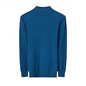 cheap Men&#039;s Pullover Sweater-Men&#039;s Pullover Sweater Jumper Knit Sweater Ribbed Knit Knitted Plain Mock Neck Basic Keep Warm Daily Wear Vacation Clothing Apparel Fall &amp; Winter Black White S M L