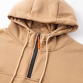 economico felpe con cappuccio da uomo di base-Per uomo Felpa con cappuccio Felpa con zip Felpa con cappuccio in pile Compatto Nero Blu marino Cachi Grigio chiaro Grigio scuro Con cappuccio mezza cerniera Liscio Tasche Ufficio Sportivo Informale