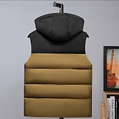 preiswerte Men&#039;s Vest-Herren Puffer Weste Kapuzenweste Gepolstert Weste Steppweste Täglich Verabredung Urlaub Modisch Brautkleider schlicht Herbst Winter Tasche Abnehmbare Kapuze Polyester warm halten Komfortabel Farbblock