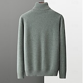 billiga Herrarnas Elite Tröjor &amp; Koftor-Herr Polotröja Sticka Ensfärgat Polokrage Stickat Elegant Jul Utomhus Kläder Höst Vinter Svart Vit S M L