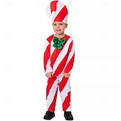ieftine Costume de Craciun pentru adulti-trestie de bomboane Costum Bărbați Băieți Crăciun Ajunul Craciunului Costum Cosplay Adulți Pentru copii Crăciun Vârf Pantaloni Guler Pălărie