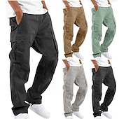 voordelige Cargobroeken-Voor heren Cargohosen Cargo-broek Joggingbroeken Broek Meerdere zakken Recht been Effen Comfort Zacht Casual Dagelijks Modieus Streetwear Zwart Lichtgroen