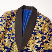 economico giacca da festa-Per uomo Giacca Blazer Tuxedo Festa Lusso Retrò vintage Floreale Blazer Nero Rosso Blu Taglio standard Monopetto - 1 bottone