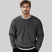 cheap Men&#039;s Elite Sweaters &amp; Cardigans-Men&#039;s Pullover Merino Wool Sweater 2 in 1 Solid Color Crew Neck Knitwear Elegant Christmas Outdoor Clothing Apparel Fall Winter Black Brown S M L