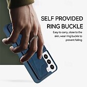 levne Pouzdra pro Samsung-telefon Carcasă Pro S23 Ultra Plus S23 S22 S22 Plus Ultra S21 FE S21 S21 Ultra Plus A54 A34 A14 S20 Plus S20 Ultra Zadní kryt Držák na prsteny Nárazuvzdorné Retro TPU PU kůže