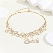 cheap Jewelry Sets-Bridal Jewelry Sets Two-piece Suit Zircon Rhinestone 1 Necklace Earrings Women&#039;s Elegant Vintage Personalized Cute Geometrical Precious Blessed Round Jewelry Set For Wedding Party Party Evening