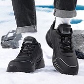 preiswerte Winter- und Schneestiefel-Schwarze Laufschuhe für Herren mit Fellfutter, warme Wintersportschuhe für Outdoor-Sport und Freizeit