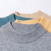 cheap Men&#039;s Pullover Sweater-Men&#039;s Pullover Sweater Jumper Knit Sweater Ribbed Knit Knitted Plain Mock Neck Basic Keep Warm Daily Wear Vacation Clothing Apparel Fall &amp; Winter Black White S M L