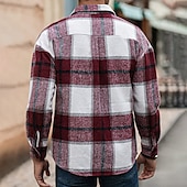 economico Camicie da uomo-Per uomo Camicia Camicia di flanella Sovracamicia Reticolo Esterno Strada Rosso Blu Verde Cachi Manica lunga Collo ripiegabile Primavera &amp; Autunno Abbigliamento