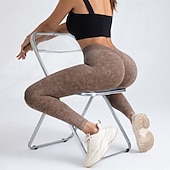 tanie Legginsy i legginsy do jogi-Damskie Spodnie do jogi Legginsy do jogi Scrunch Butt Ruched Butt Lifting Podnoszenie pośladków Wyszczuplenie brzucha Wysoka talia Pilates Trening w siłowni Trening Rajstopy Jednokolorowe Ciemnoszary
