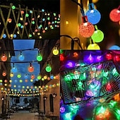 abordables Guirlandes solaires-Guirlande lumineuse solaire à LED, 10 m/20 m/30 m/50 m, lumières acryliques étanches pour l&#039;extérieur avec télécommande, plug-in pour les vacances de Noël, les fêtes,&amp;amp;décoration de jardin prise
