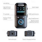 abordables Gadgets Bluetooth-Nuevo estilo con pantalla de visualización adaptador bluetooth 5.4 receptor transmisor manos libres para automóvil adaptador de audio bluetooth aux