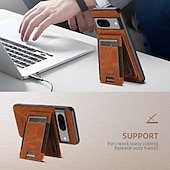 זול תיק טלפון אחר-טלפון מגן עבור Pixel 9 Pro Pixel 9 Pro XL Pixel 8 Pro Pixel 8 Pixel 7 Pixel 7 Pro Pixel 6 Pixel 6 Pro כיסוי אחורי עם מעמד ניתן לניתוק מגנטי רטרו TPU PC עור PU