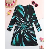 cheap 3D Shining Vision Dress-Girls&#039; 3D Graphic Dress Long Sleeve Summer Spring Vacation Daily Holiday Princess Beautiful Sweet Kids 4-12 Years Casual Dress A Line Dress Knee-length Regular Fit