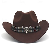 abordables Fedora Hat-Hombre Sombrero del Derby de Kentucky Sombrero para el sol Sombrero de vaquero Sombrero Fedora Trilby Negro Rojo Algodón / Mezcla de Poliéster Estilo retro Moda siglo 18 estado de texas Diario Fiesta