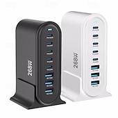 Недорогие USB-концентраторы-268 Вт многопортовое зарядное устройство USB C быстрое зарядное устройство 8-портовая зарядная станция концентратор быстрое компактное зарядное устройство GAN адаптер питания