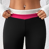voordelige Yoga leggings en panty's-Dames Yogabroek Met fleece gevoerde legging Yoga legging Billenlift Buikcontrole Hoge taille Pilates Sportschooltraining Training Panty Kleurenblok Zwart Herfst Winter Sport Sportkleding Rekbaar Slank