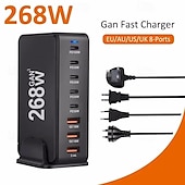 olcso USB-elosztók-268w-os asztali gan töltő 8 portos usb típusú c pd töltő gyorstöltés 3.0 usb típusú c gyorstöltő mobil usb töltő