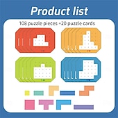 ieftine Papetărie-3d desktop creativ joc puzzle din lemn pentru copii tangram jucării matematice blocuri de construcție table joc cu formă de culoare jucării educaționale timpurii