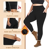billige Yoga Leggings &amp; Tights-Dame Yogabukser Leggings med fleece Yoga Leggings med telefonlomme Høy Midje Pilates Treningsøkt Trene Strømpebukse Helfarge Mørkegrå Svart Burgunder Spandex Fleece Høst Vinter Store størrelser sport