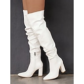 cheap Slouch Boots-Women&#039;s Black Slouchy Over-the-Knee Boots – Stylish Pointed Toe with Block Heel for Winter Fashion and Evening Outfits