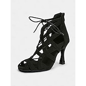 abordables Chaussures de danses latines-chaussures de danse latine à lacets et lanières pour femmes avec talons aiguilles et semelle en daim - chaussures de spectacle de salle de bal ornées de strass pour la salsa, le tango et les événements en soirée