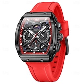 cheap Quartz Watches-OLEVS Men Quartz Watch Fashion Casual Wristwatch Moon phase Luminous Calendar Waterproof Silicone Gel Watch