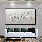 preiswerte Landschaftsgemälde-großes handgemachtes abstraktes Leinwandbild handgemaltes Ski-Schnee-abstraktes Gemälde nordisches abstraktes Ski-Gemälde für Wohnzimmer abstraktes Gemälde Boho abstraktes Wandbild