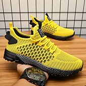 baratos Ténis para Homem-tênis esportivos respiráveis verde neon masculino – tênis de corrida de malha leve com sola acolchoada