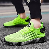 baratos Ténis para Homem-tênis esportivos respiráveis verde neon masculino – tênis de corrida de malha leve com sola acolchoada