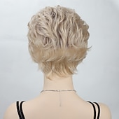 economico parrucca più vecchia-parrucche bionde corte e ricce per vecchie signore parrucca ondulata per donne parrucca sintetica con capelli naturali per costume cosplay festa quotidiana