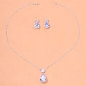 economico Collana da donna-elegante set di collana e orecchini in cristallo a goccia – gioielli scintillanti per spose e occasioni formali
