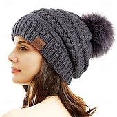 economico i migliori regali di natale-cappello regalo di natale berretto con pompon donna natale capodanno vigilia di natale caldo cappello invernale foderato in pile regalo per donna per sua moglie mamma