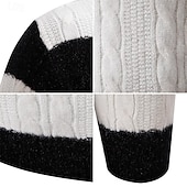 cheap Men&#039;s Pullover Sweater-Men&#039;s Sweater Cable Chunky Knit Stripe Cable Stripe Crew Neck Christmas Elegant Formal Home Clothing Apparel Bishop Sleeve Fall Winter Black Brown M L XL