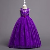 cheap Party Dresses-Kids Girls&#039; Dress Solid Color Flower Sleeveless Party Pegeant Princess Sweet Cotton Party Dress A Line Dress Summer Spring 4-13 Years Pink Navy Blue Purple