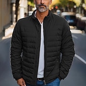 economico Piumini e parka da uomo-Per uomo piumino Piumino Cerniera Tasche Esterno Regali di Natale Interni Standard Classico Tenere al caldo Antivento Traspirante Inverno Autunno Tinta unica Nero Rosso Blu marino Blu reale Piumino