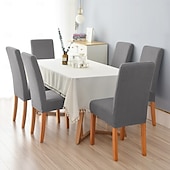 economico Fodera per sedia da pranzo-6 pezzi coprisedia da pranzo bordeaux elasticizzato coprisedia spandex con protezione inferiore elastica per sala da pranzo cerimonia nuziale resistente lavabile