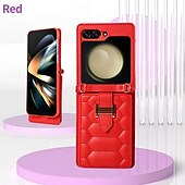 お買い得  サムスン用ケース-電話 ケース 用途 Z Flip 5 Z Flip 4 Z Flip 3 バックカバー スタンド付き ストラップ付き リストストラップ付き レトロ風 TPU PUレザー