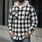 Χαμηλού Κόστους Ανδρικά μπλουζάκια-Ανδρικά Casual πουκάμισο Φανέλα πουκάμισο Πουκάμισο χοντρό Φανελένιο μπουφάν Καρό Αθλήματα &amp; Ύπαιθρος Δρόμος Μαύρο Ρουμπίνι Θαλασσί Βυσσινί Μακρυμάνικο Με Κουκούλα Χειμώνας Άνοιξη &amp; Χειμώνας Ρούχα