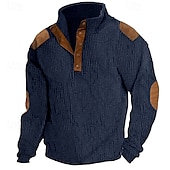 cheap Casual Henley Tee-Men&#039;s T shirt Tee Waffle Shirt Tee Top Color Block Henley Street Vacation Long Sleeve Clothing Apparel Fashion Designer Basic