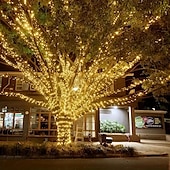 cheap Solar String Lights-50M-500Leds/100M-1000Leds Outdoor High Brightness Copper Wire Light String Large Solar Panel Courtyard Eaves Christmas Trees Balconies Fences Holy Festival Atmosphere Decorative Light String