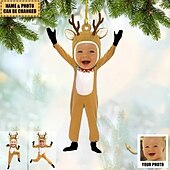 olcso karácsonyi-Személyre szabott fénykép Karácsonyi díszek Akril Aranyos rénszarvas 2D Egyedi Karácsonyfadíszek Karácsonyi dekoráció függő pendant ajándékok