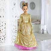 baratos Vestidos de Festa-Infantil Para Meninas Vestido de festa Côr Sólida Sem Manga Manga Longa Espetáculo Com Transparência Princesa Doce Com Transparência Longuette Vestido da bainha Vestido De Tule Verão Primavera Outono